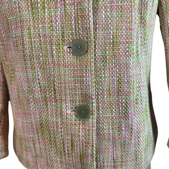 Sigrid Olsen 4P Two Piece Suit Pink Green Tweed Blazer Jacket & Skirt set - Picture 10 of 14